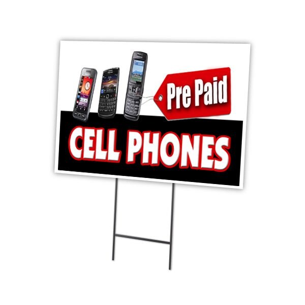 Signmission Prepaid Cell Phones Yard Sign & Stake outdoor plastic coroplast window, C-1824 Prepaid Cell Phones C-1824 Prepaid Cell Phones - main